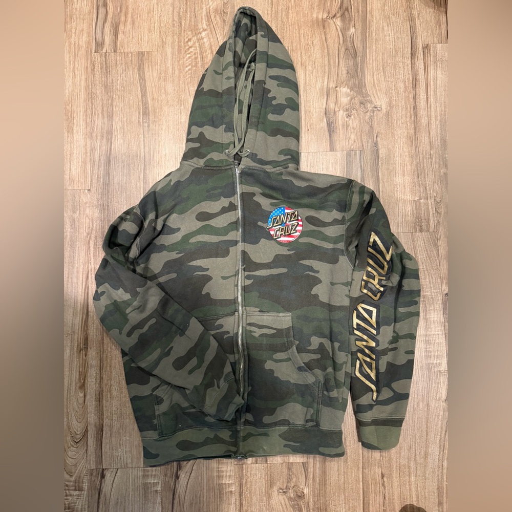Santa Cruz Camo American Flag Zip Up Hoodie